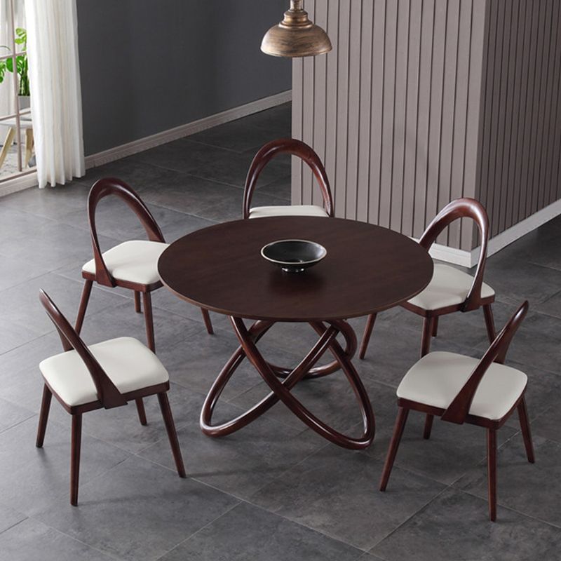Contemporary Solid Wood Dining Table Round Pedestal Base Dining Table for Home