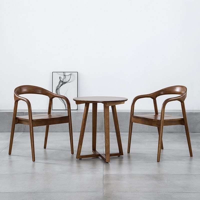 Single Round Sled Solid Wood Medium Wood Coffee Cocktail Table