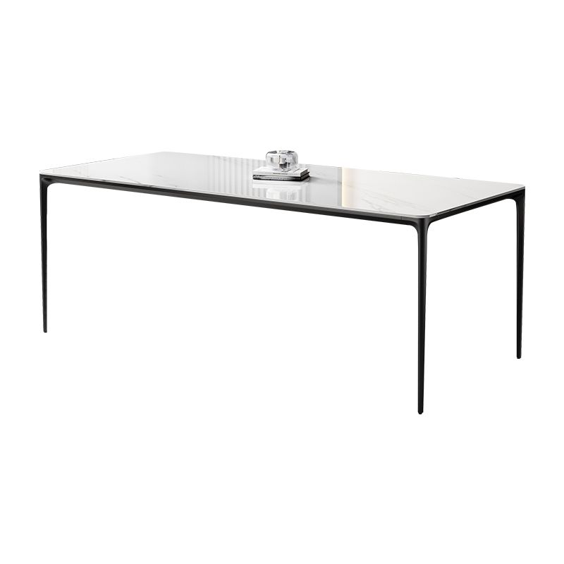 Modern Rectangle Stone Dining Table Black Frame Kitchen Table