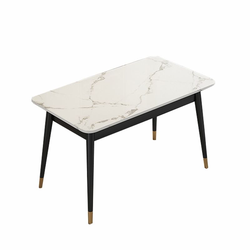 Modern Style Rectangle Stone Table Standard Height Dining Table with 4 Legs