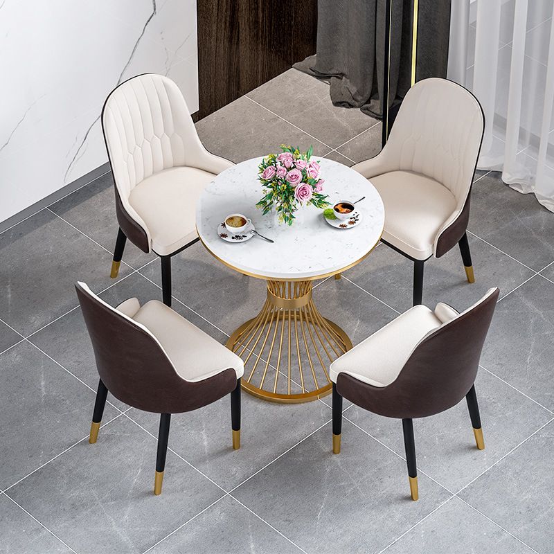 Glam Sintered Stone Dining Room Set Standard Height with Gold Base Dining Furniture