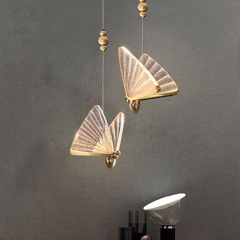 Moderne minimalistische stijl vlindervormige hangende hanglampen 2 lichten hanglichtkit met acrylschaduw