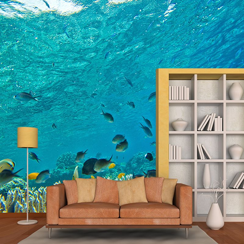 Vivid Seabed Wall Mural Modern Style Mildew Resistant for Bathroom