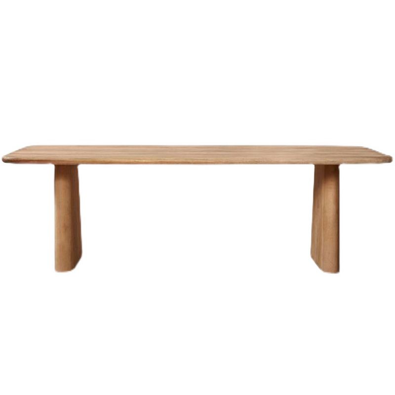 Contemporary Dining Table Natural Solid Wood Dining Table with Double Pedestal
