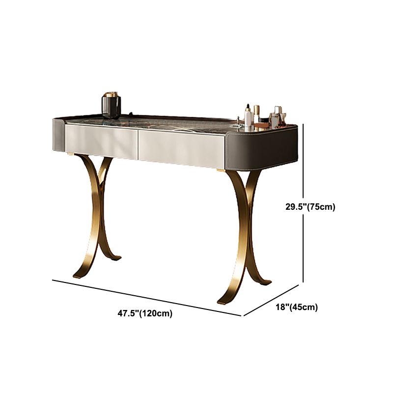 Makeup Vanity Table With Drawer and White Stool Set for Bedroom