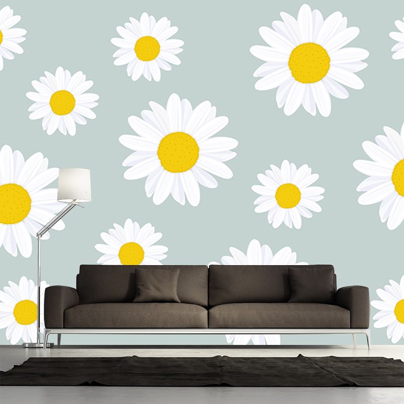Flower Illustration Mural Wallpaper Modern Living Room Wall Decor, Made to Measure