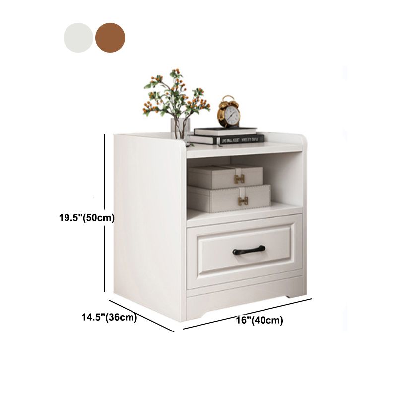 Modern Artificial Timber Bed Nightstand Medium Wood Night Table with Drawer