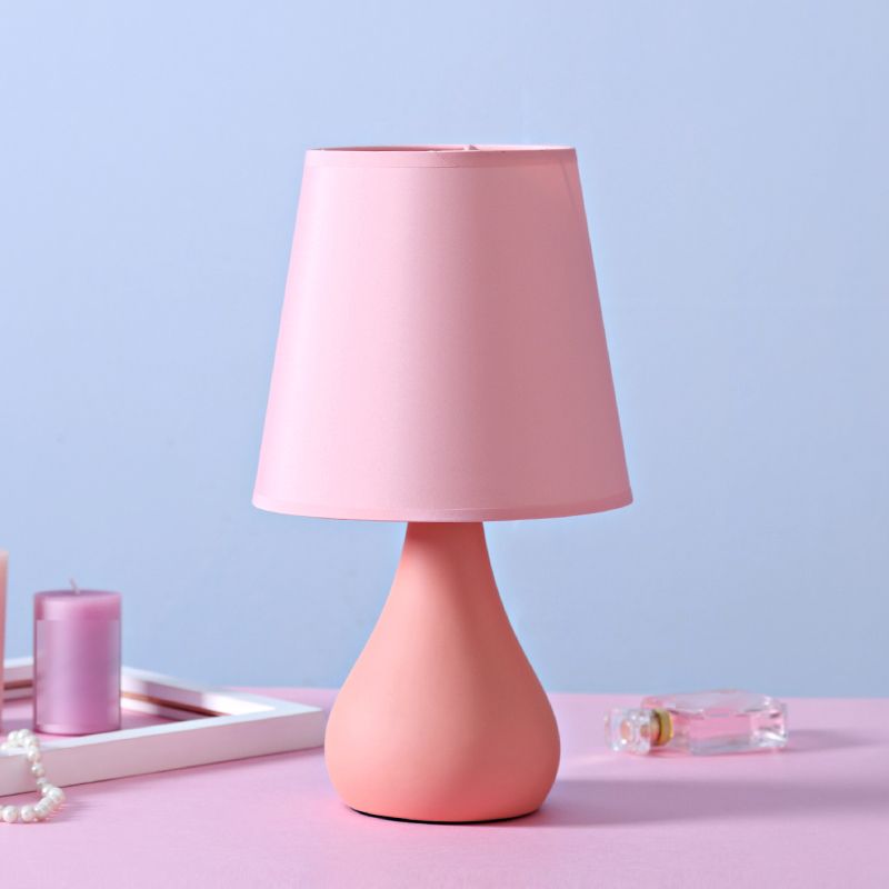 Macaron Cone Shape Table Light Fabric Bedroom Night Table Lamp