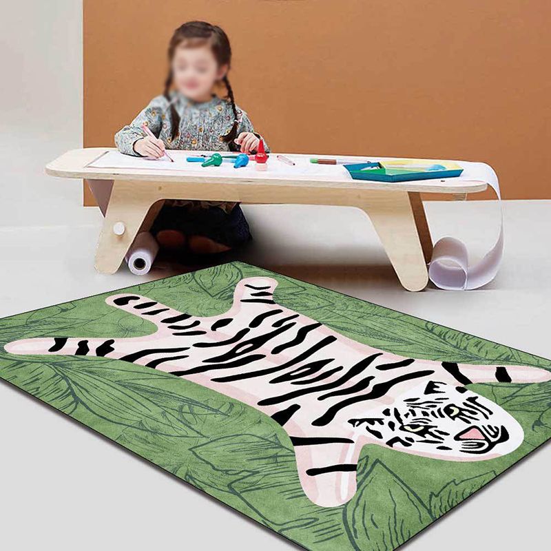 Individuality Tiger Pattern Rug Modern Creative Area Rug Anti-Slip Backing Carpet for Home Decor