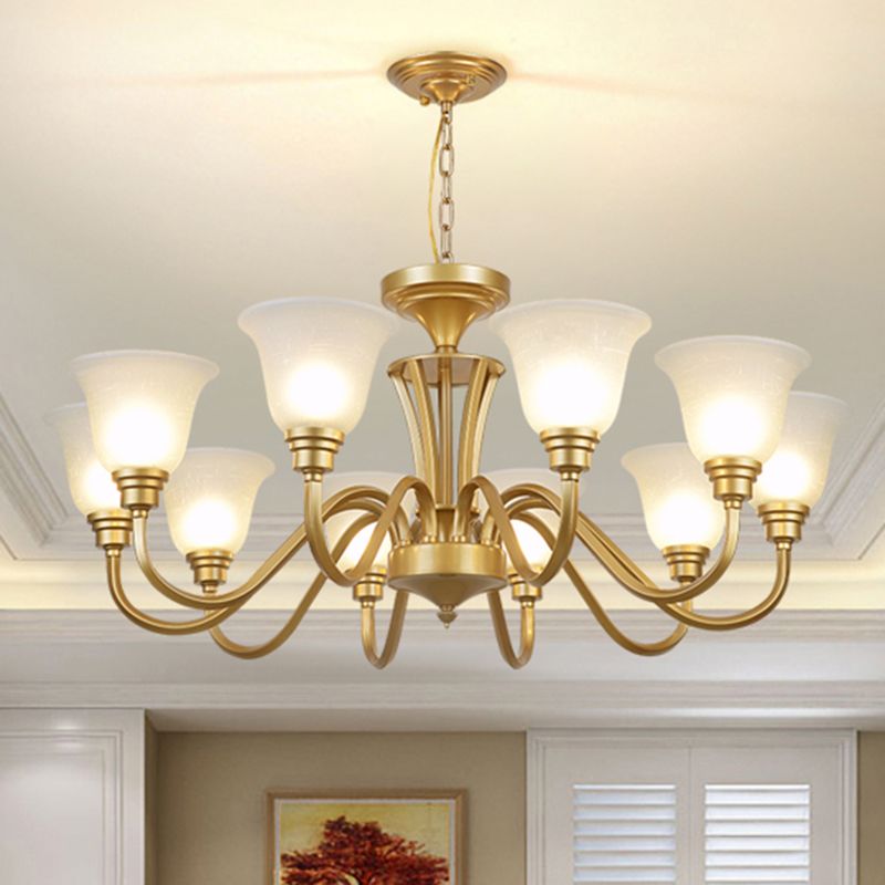 Handblown Glass Bell Suspension Light Rustic Living Room Chandelier Light Fixture