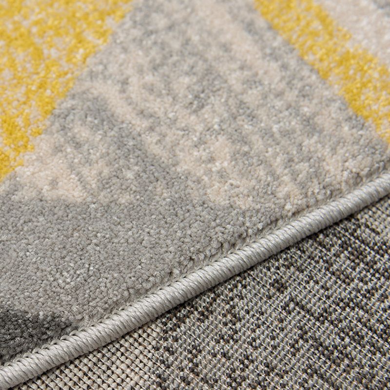 Grey Modern Area Carpet Geometric Pattern Polyester Area Rug Stain Resistant Rug for Living Room