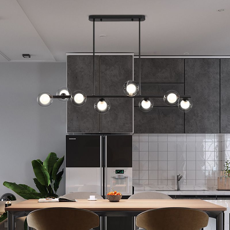 Orb Glass Shade Island Light Fixture Modern Style Metal Hanging Ceiling Lamp for Kitchen Dining Room
