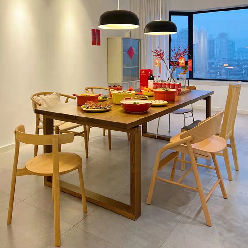 Solid Wood Rectangle Dining Table Modern Natural Sled Base Dining Table