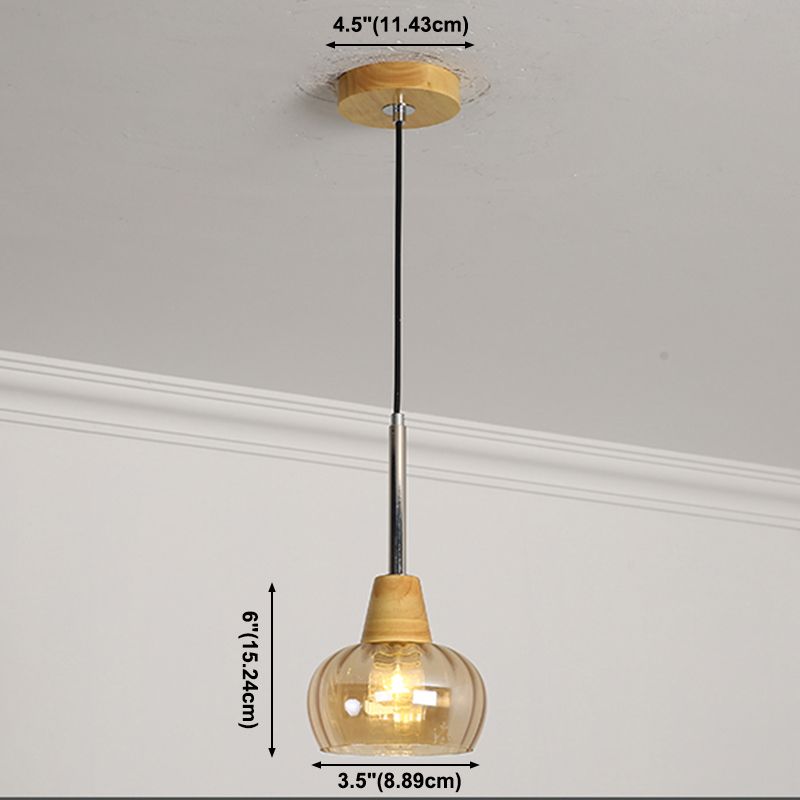 Geometrisches Glas hängend hängendes Holz zeitgenössischer Stil Anhänger Licht für Küche
