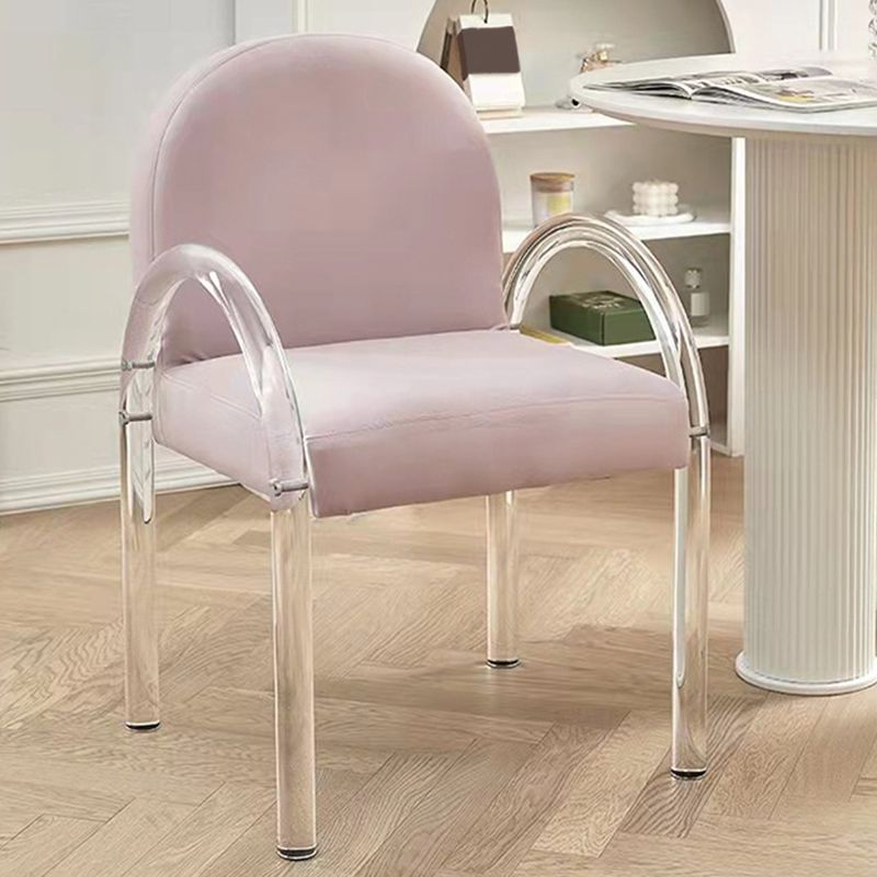 Glam Acrylic Dining Armchair Upholstered Velvet Dining Arm Chair
