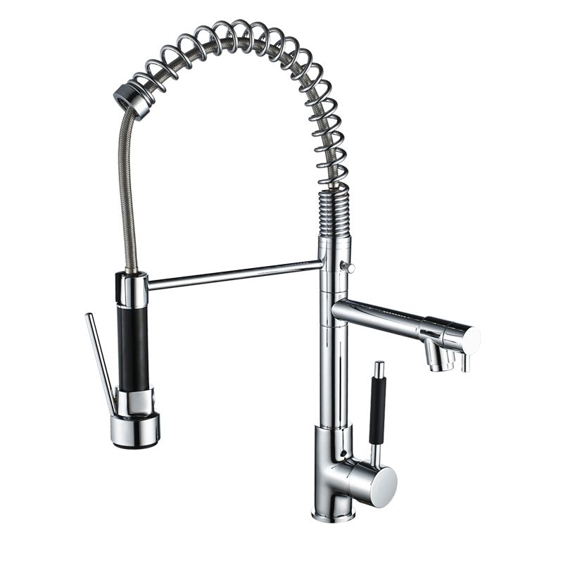 Swivel Spout Kitchen Sink Faucet Spring Spout with Pull Out Sprayer