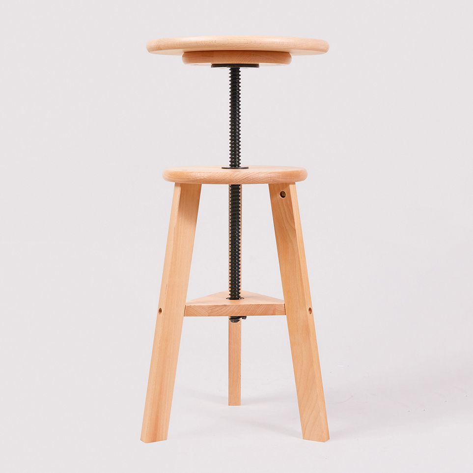 Adjustable Counter Bar Stool Contemporary Armless Wood Bar Stool for Painting Studio