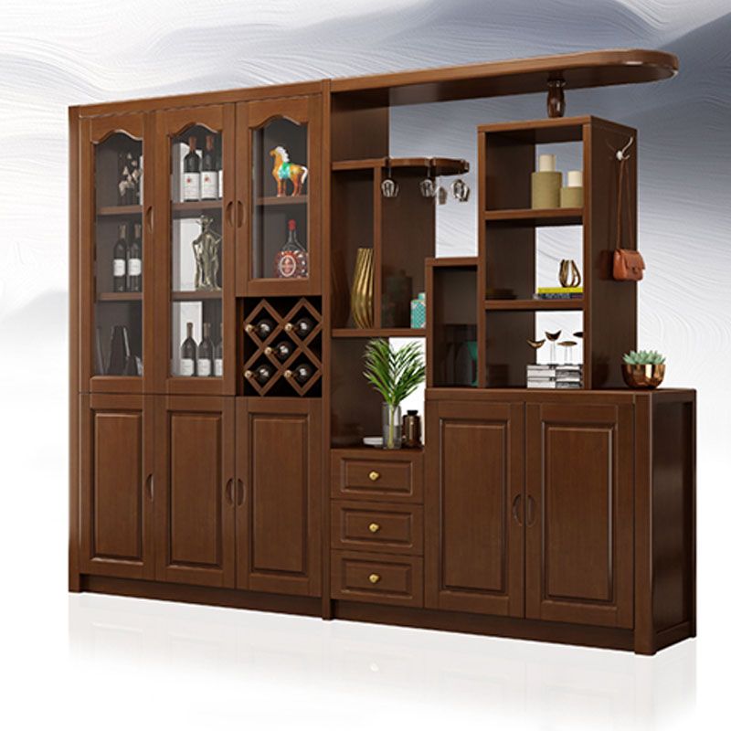 Solid Wood Shelves Included Modern Accent Cabinet for Living Room