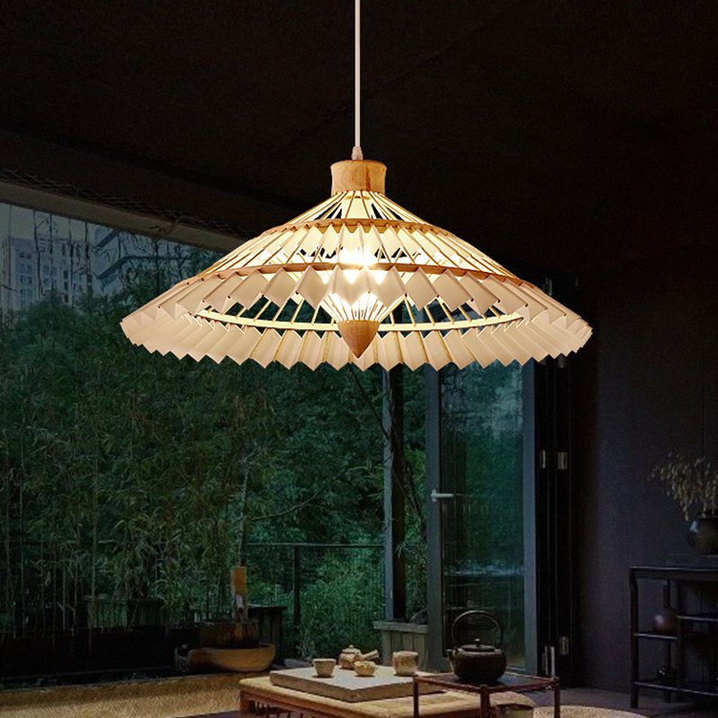 South-east Asia Umbrella Pendant Light Bamboo Single-Bulb Restaurant Suspension Light Fixture