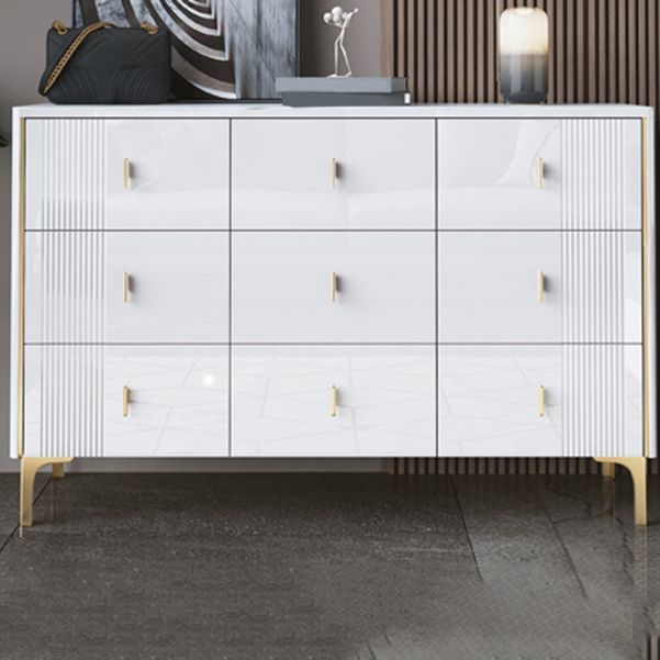 Glam Wood Chest with Stone Top Chest with Drawers for Bedroom