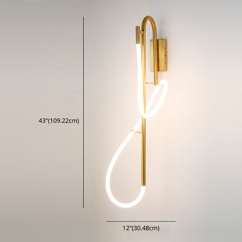 Modern Gold Linear Wall Mount Light Fixture Metal 1-Light Wall Lamp for Living Room