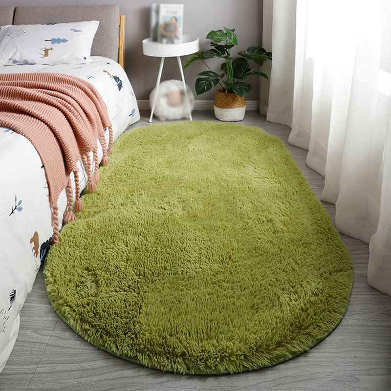 Ovaler fester Teppich Moderner Shag Innenteppich-Polyester Nicht-Rutsch-Rückseite Teppich für Erwachsene Schlafzimmer