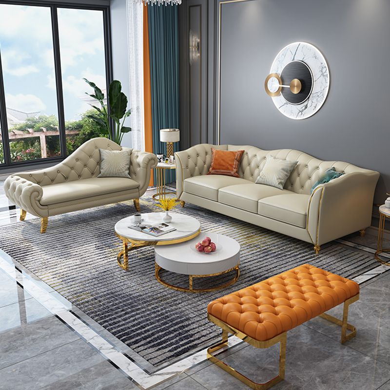 Traditional Leather Accent Chair One Armed Rolled Arms Chaise