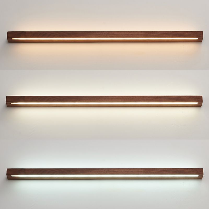Wood Linear 1-Light Wall Sconce Contemporary Wall Mounted Lamp for Bedroom