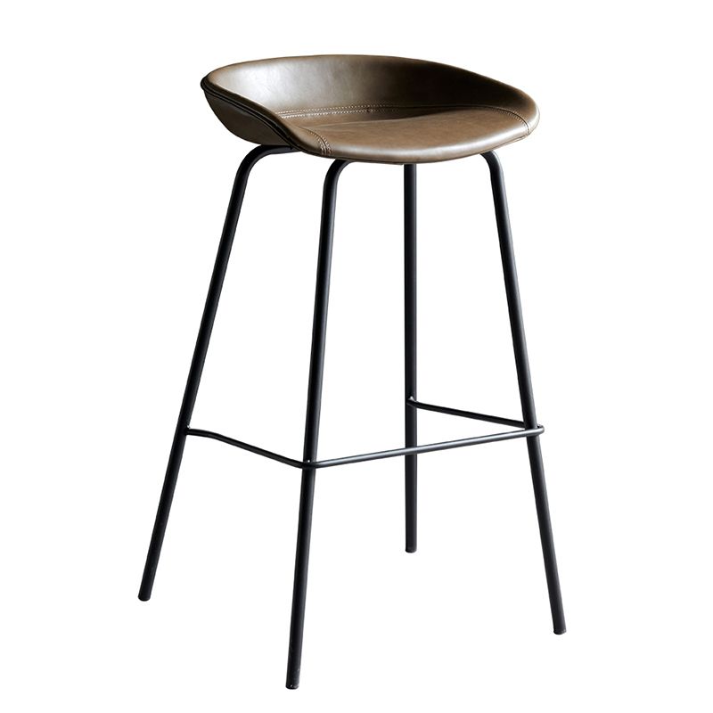 Faux Leather Armless Counter Stool Industrial Bristol Bucket Bar Chair