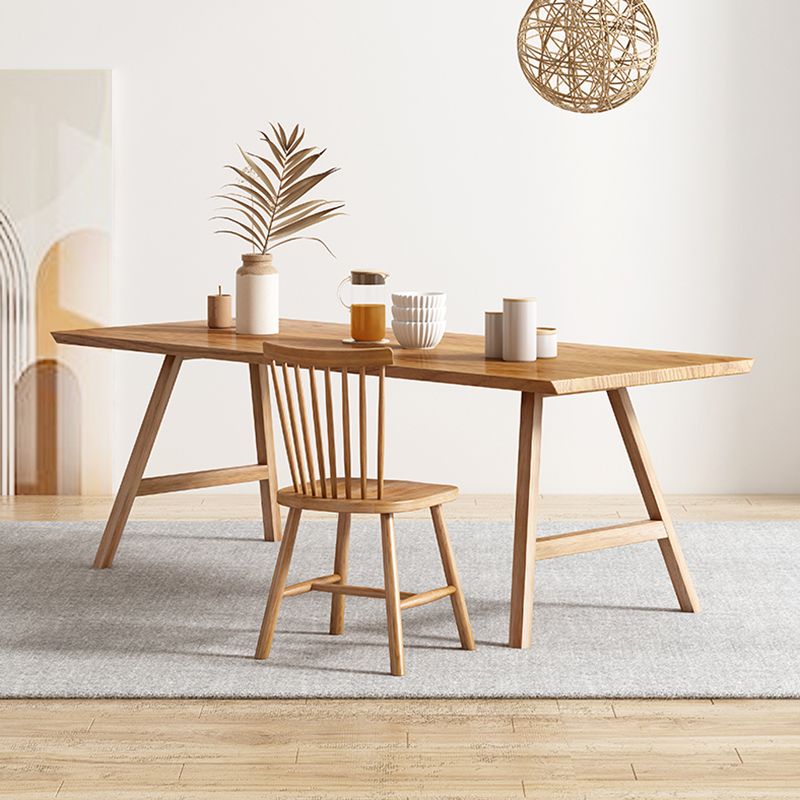 Rectangle Wooden Dining Table Modern Pine Table in Nature with Double Pedestal