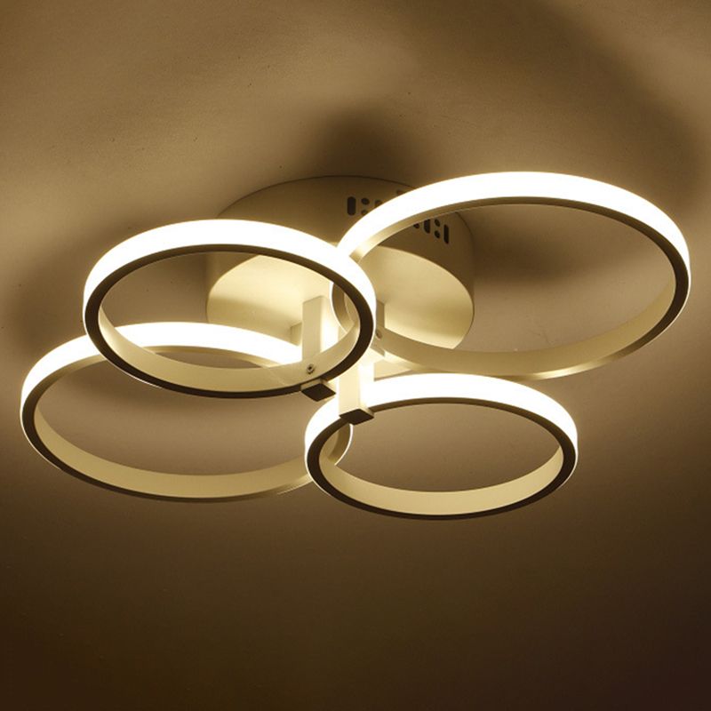 White Loop Forgiato Semiflush Light Minimalism LED Aluminum Soffitto Luce per Bedroom