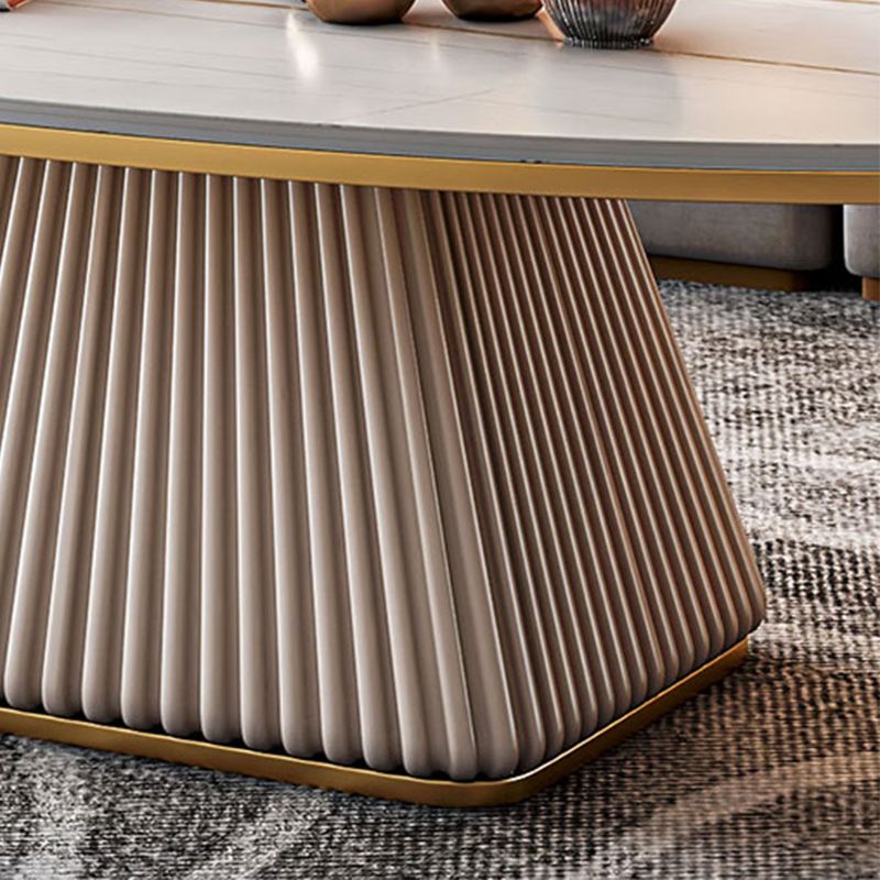 Elliptical Stone Coffee Table Pedestal 1 Single Cocktail Table - 17.72" H
