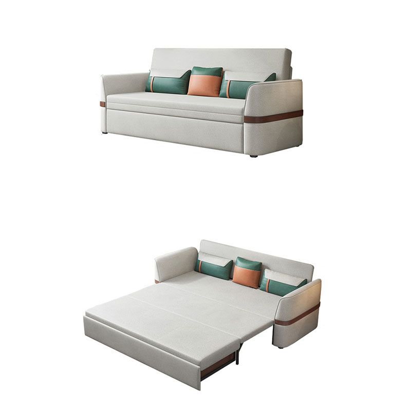 Stain Resistant Sofa Bed Grey Flared Arm Sofa with 3 Pillows