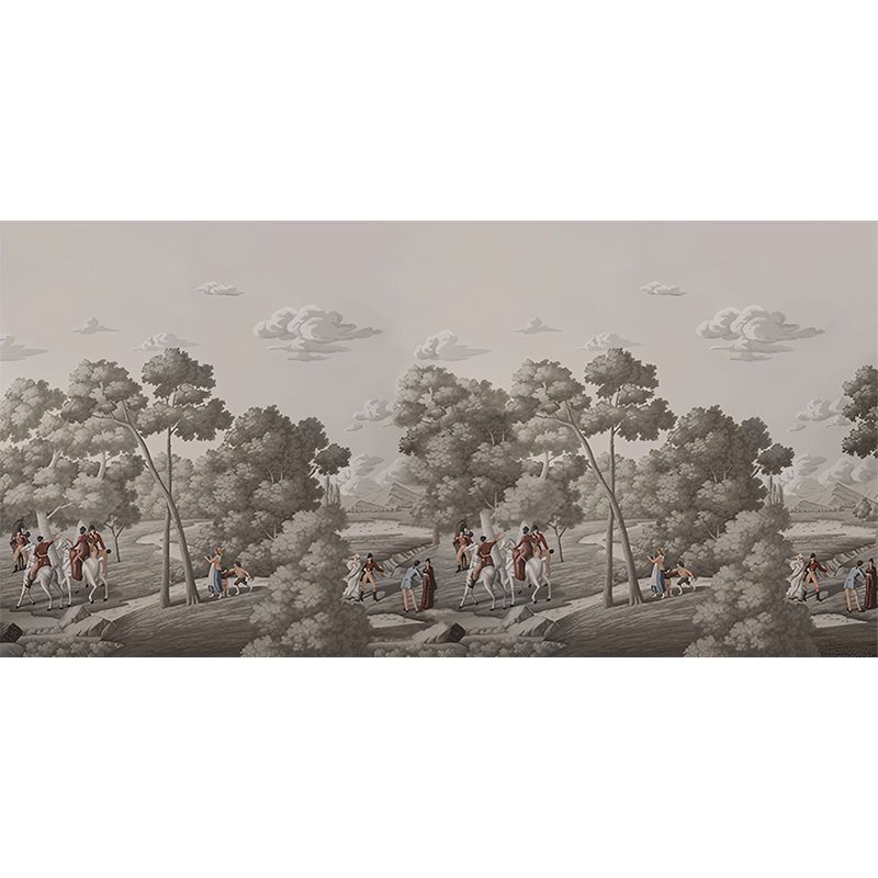 Nordic Wall Decor Grey Spring Hunting Full Size Mural Wallpaper, Custom-Made