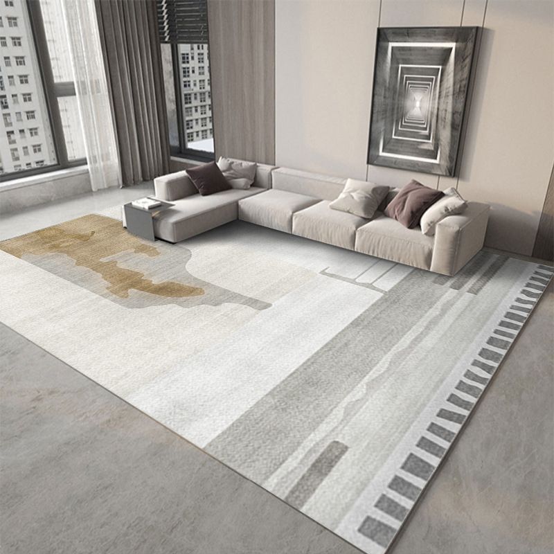 Dark Green Modern Rug Polyester Abstract Graphic Rug Washable Rug for Home Decor