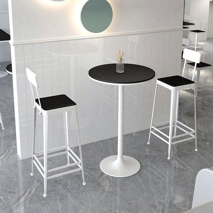 Glam Style Pub Table Round Bar Height 41.3"H Bar Table with Stone Top