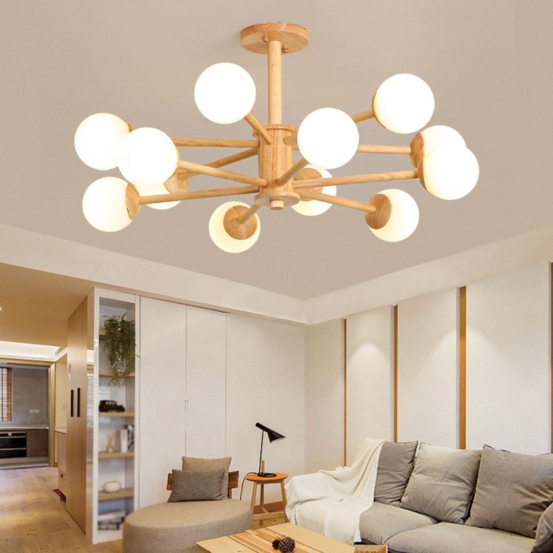 Beige Chandelier Light Fixtures Modern Multi-Head Hanging Pendant Lamps for Living Room
