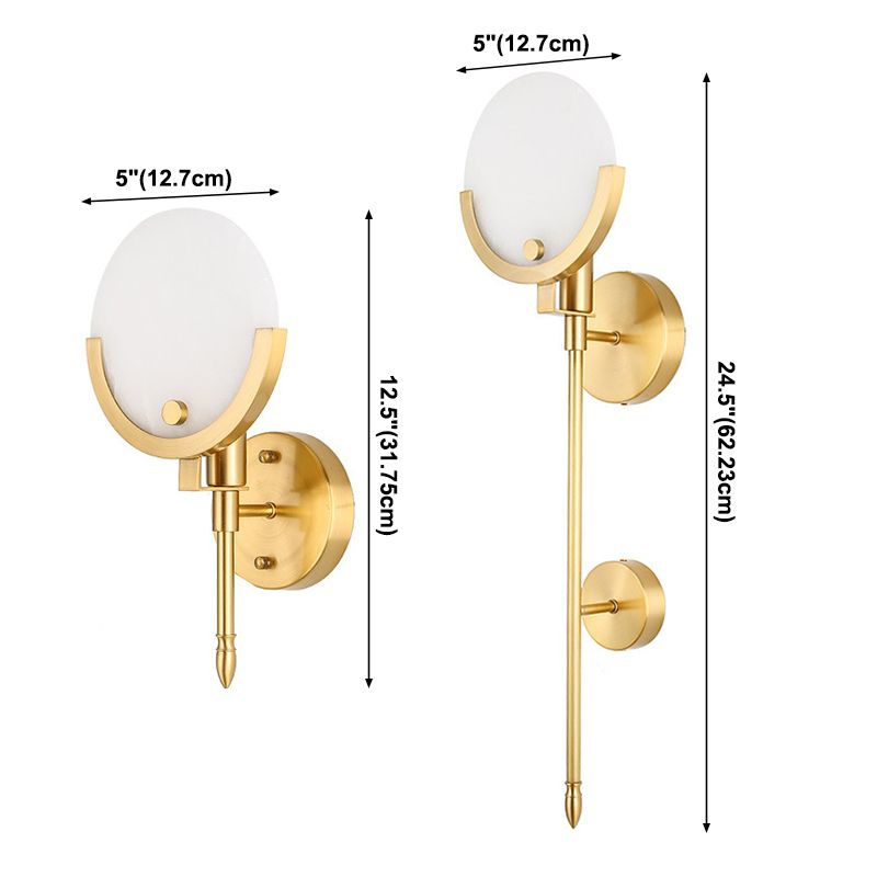 Modern Metal Wall Light Gold Round Wall Sconce with Mica for Living Room