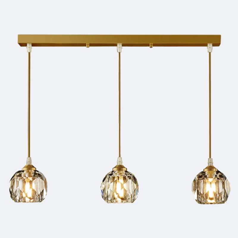 Crystal Geometric Pendant Lighting Fixture Modern LED Gold Suspension Pendant Light
