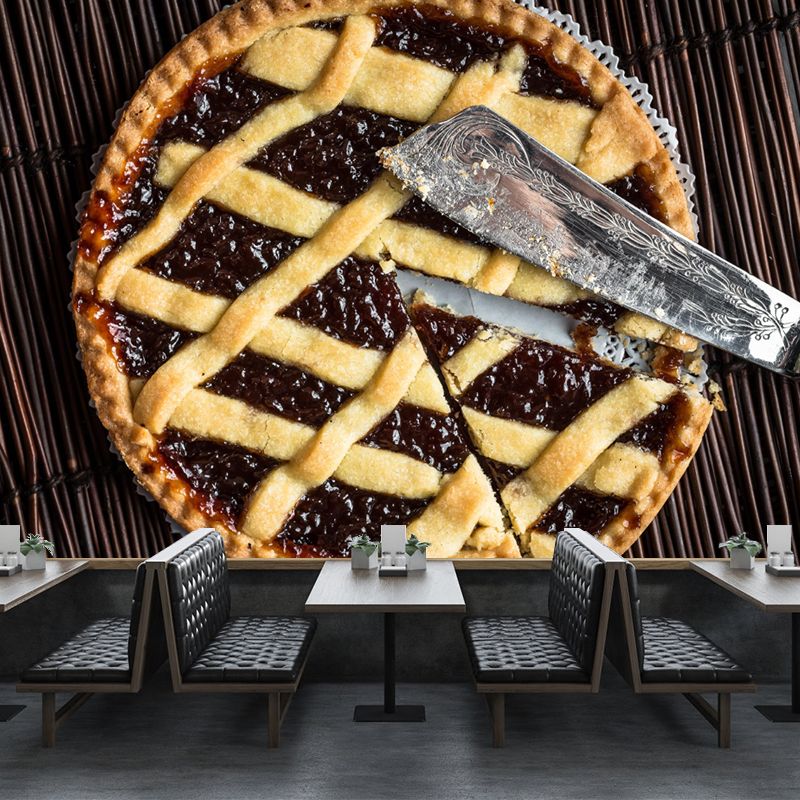 Modern Mural Dessert with Jam Pattern Wall Decor Environment Friendly for Dessert Shop