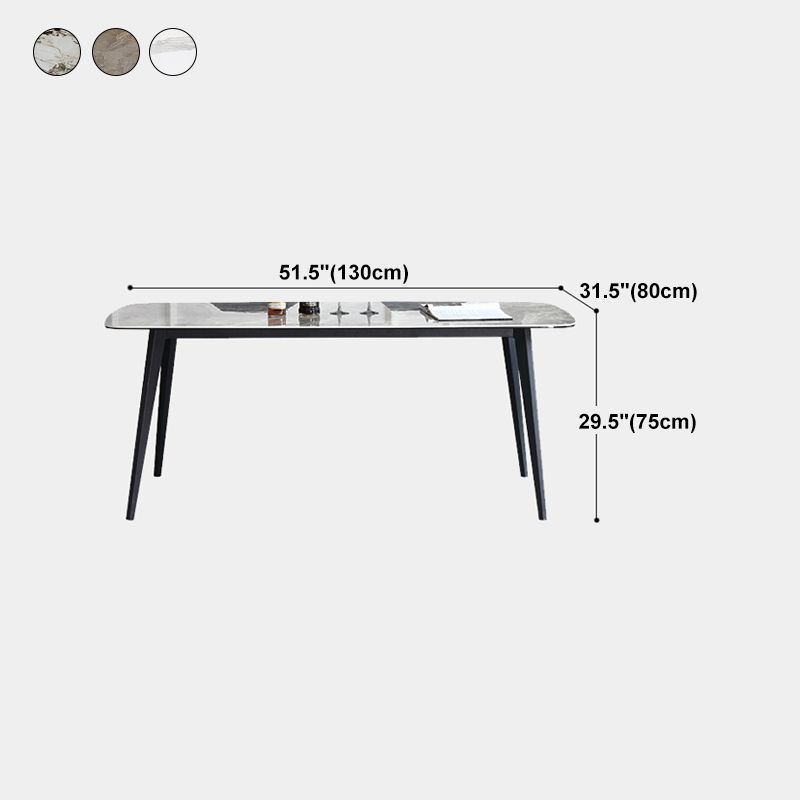 Sintered Stone Top Dining Table Rectangle Table with Metal 4 Legs for Restaurant