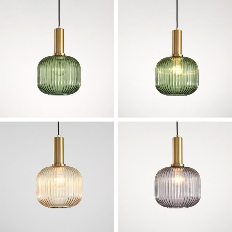 Zeitgenössischer geblasener Rippenglas Anhänger Licht 1 Lichthänge Anhänger Beleuchtung für Schlafzimmer