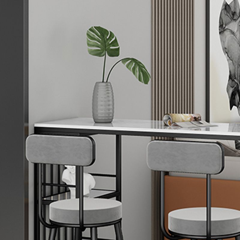 Indoor Stone Sled Cocktail Bar Table Modern Fixed Table Storage Bar Height Table