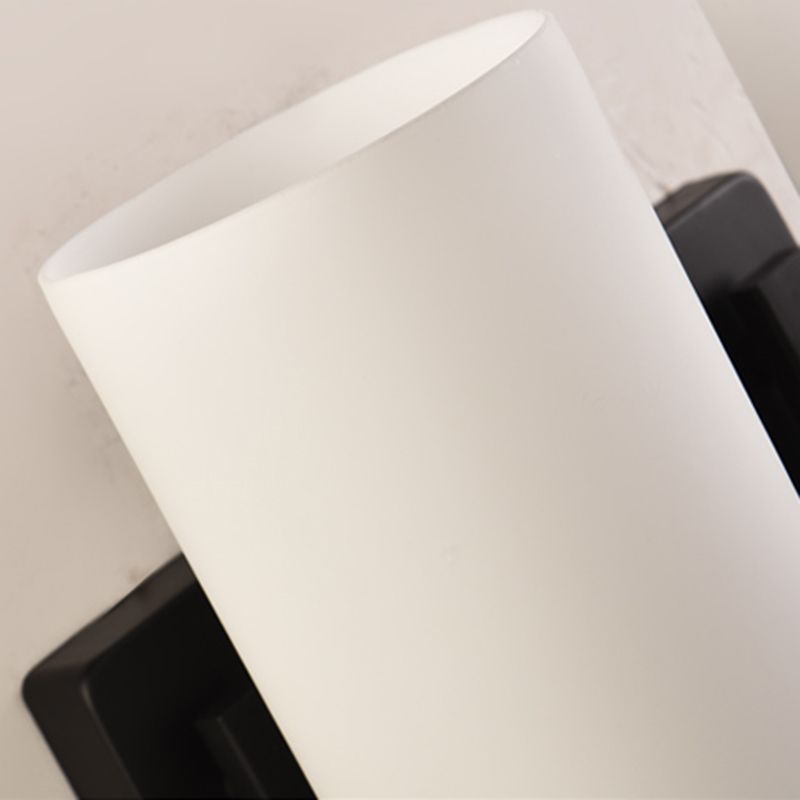 Zylinder Schwarze Leuchtenbeleuchtung Industriemilchglas Wandleuchte Lampe
