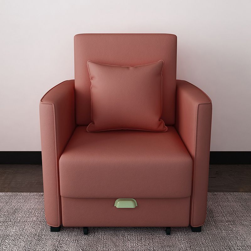 Metal Frame Futon Chairs Faux leather Square Arms Sofa Bed with Upholstered, 31.49" Wide