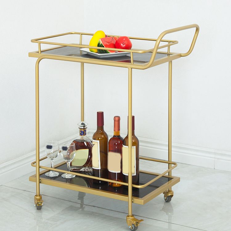 Contemporary 33.86"H Rolling Prep Table Rectangular Metal Prep Table for Home Use