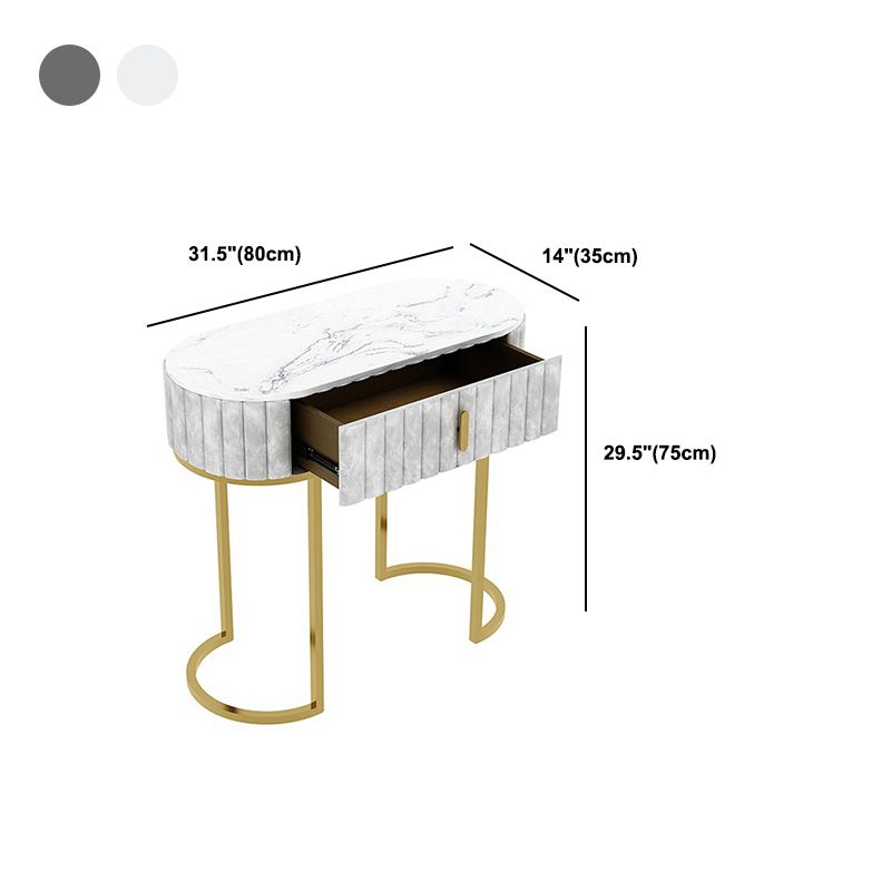 Oval Marble Console Table Ironcraft Frame Accent Table for Hall