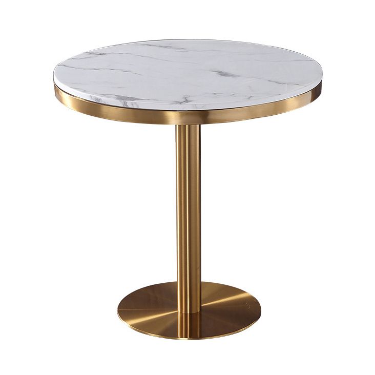 Stone Top Table Metal Traditional Luxury Round Dining Table with Pedestal Base