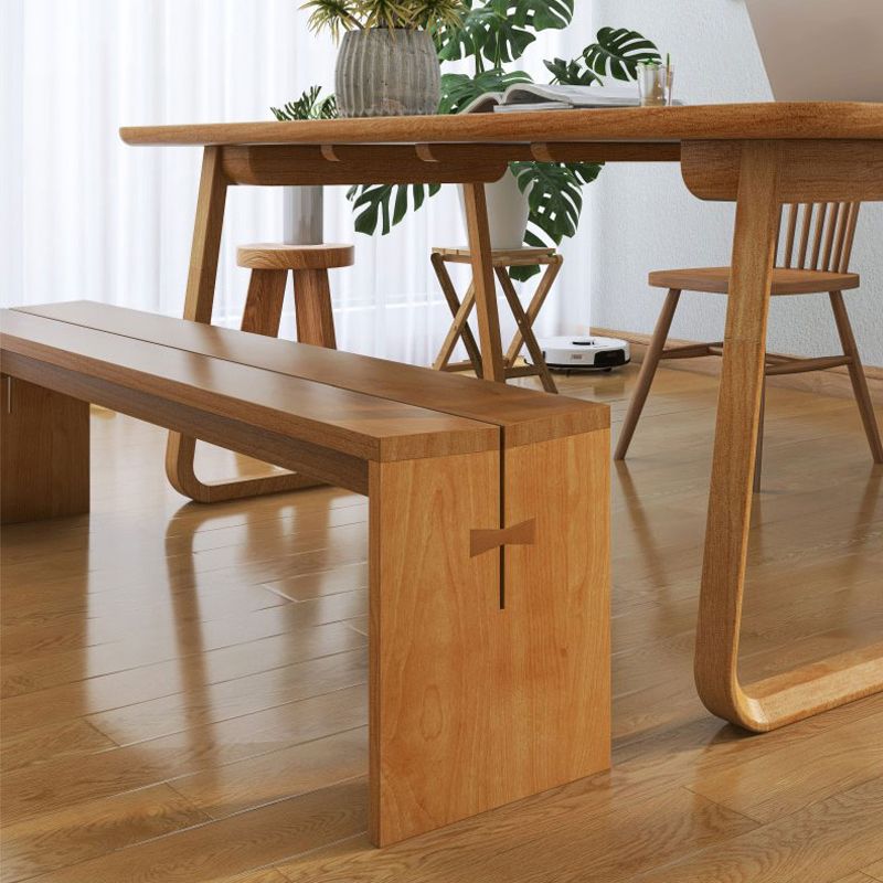 Modern Restaurant Seating Bench Solid Wood Rectangle Bench in Nature