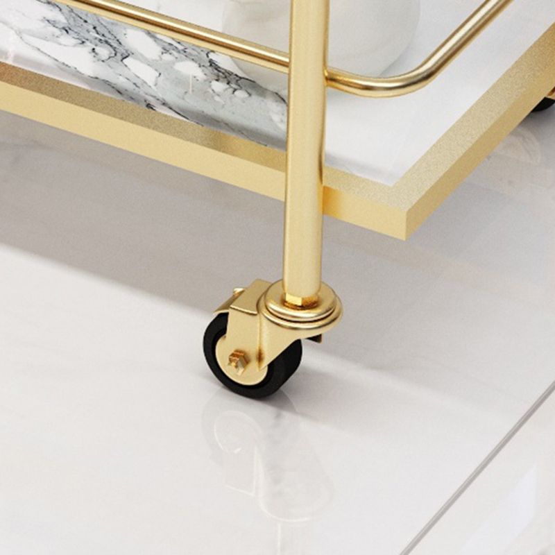 Modern Home Dining Prep Table Rolling Metal Open Storage Prep Table